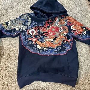 Wave Combat Chinese Asian Dragon Print hoodie